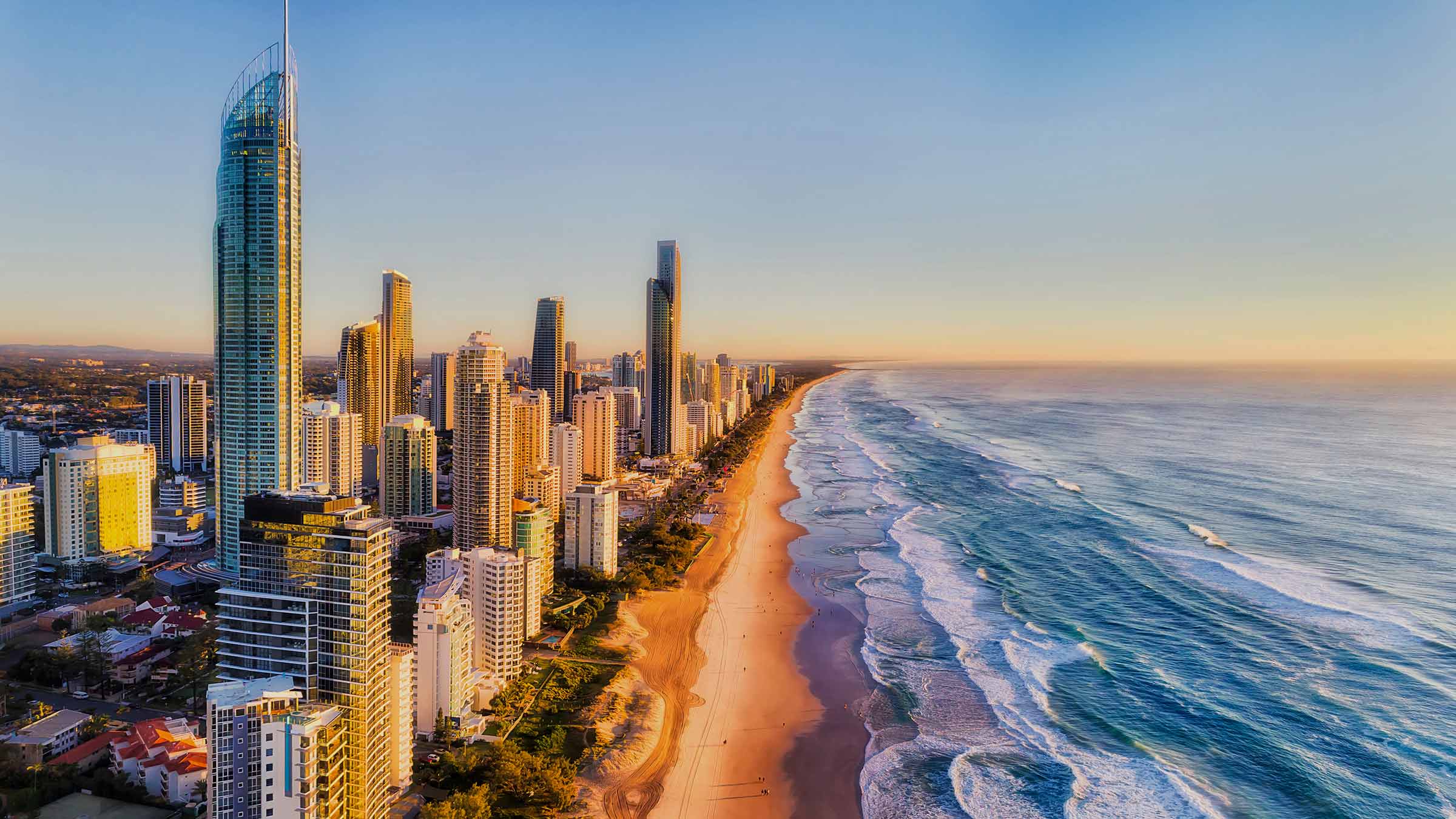 Beach & city view of Gold Coast, QLD